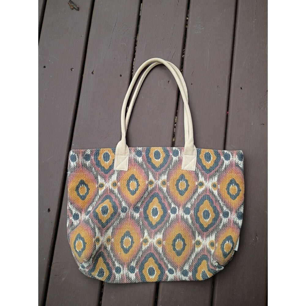 Primative by Kathy women's woven tapestry large tote bag geometric boho cotton
